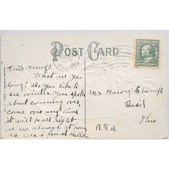 Lot Of Four Vintage Antique Embossed Postcards Flowers - Picture 8 of 9